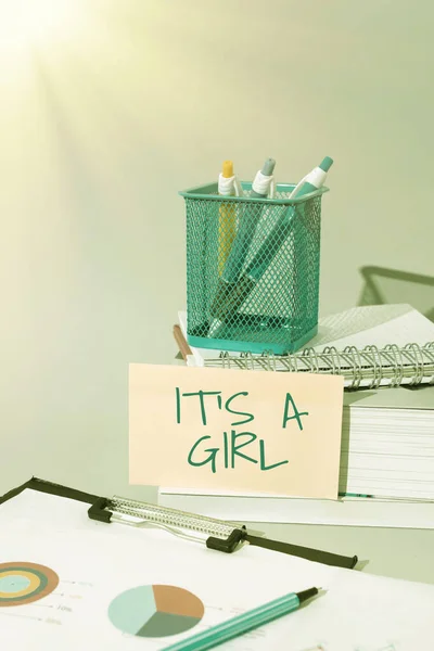 Schild Mit Der Aufschrift Girl Business Ansatz Erwartung Eines Babys — Stockfoto