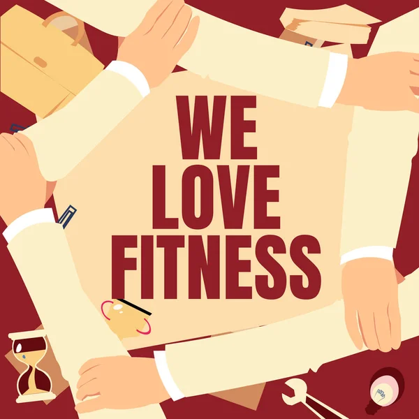 Tekst Pokazujący Inspirację Love Fitness Word Having Affection Sport Exercises — Zdjęcie stockowe