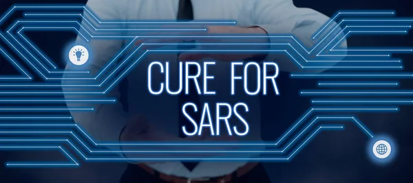 Text Sign Showing Cure Sars Internet Concept Medical Treatment Severe — Stock Photo, Image