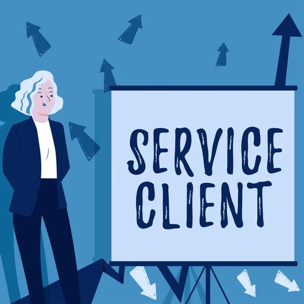 Textschild Zeigt Service Clienteffizienter Umgang Mit Kundenzufriedenheit Und Bedürfnissen Konzeptfoto — Stockfoto