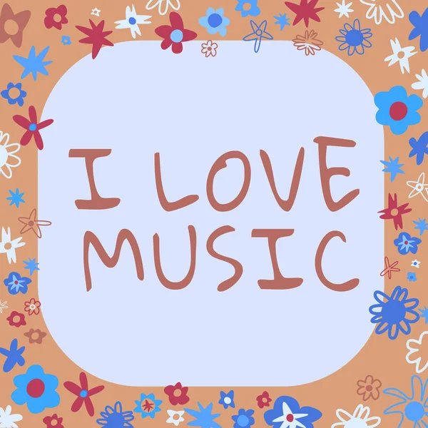 Segno Testo Che Mostra Love Music Foto Concettuale Avendo Affetto — Foto Stock