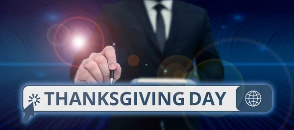 Pisanie Ręcznie Znak Święto Dziękczynienia Koncepcja Biznesowa Świętowanie Wdzięczności Wdzięczność — Zdjęcie stockowe