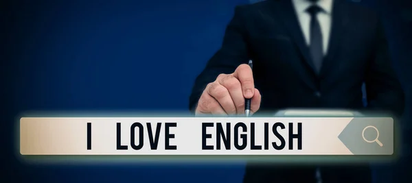 Exibição Conceitual Love English Word Have Affection International Language Gramática — Fotografia de Stock