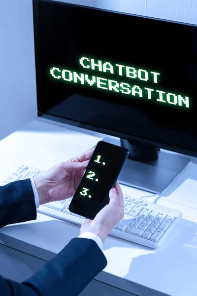 Texto Mostrando Inspiração Conversa Chatbot Palavra Escrita Conversar Com Assistente — Fotografia de Stock