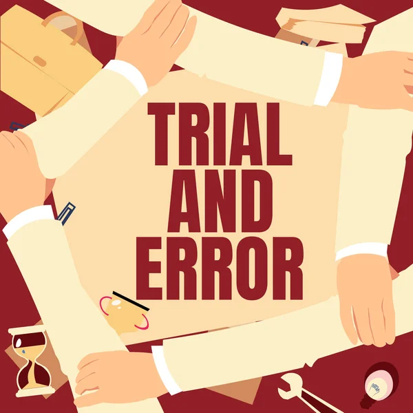 Hand Skriva Tecken Trial Error Business Overview Lear Något Genom — Stockfoto