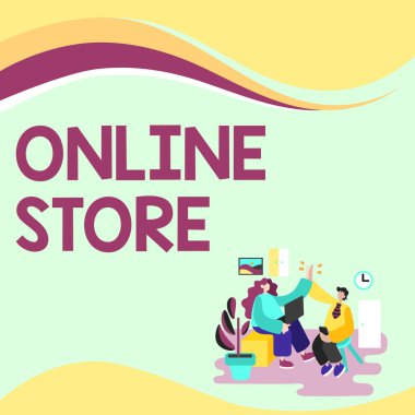 Çevrimiçi Mağaza, İnternet Konsepti ile ilgili iş sitesini gösteren bir tabela. E Meslektaşları Yukarı Tırmanıyor Dağ Ulaşım Başarısı Sunar Takım Çalışması