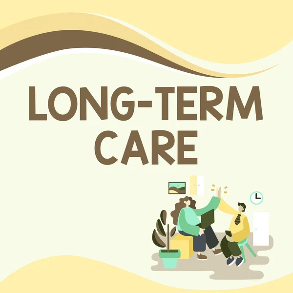 Conceptual caption Long Term Care, Conceptual photo Adult medical nursing Healthcare Elderly Retirement housing Two Teams Standing Discussing New Different Ideas Together.