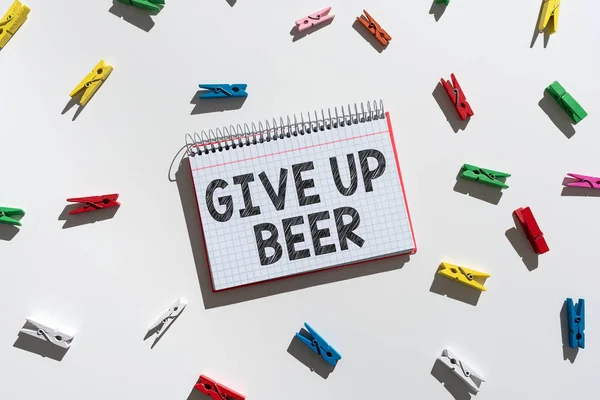 Texto Que Muestra Inspiración Abandonar Cerveza Palabra Escrito Dejar Beber — Foto de Stock