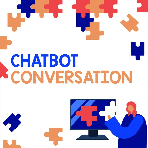 Legenda Conceitual Conversa Chatbot Foto Conceitual Conversando Com Assistente Virtual — Fotografia de Stock