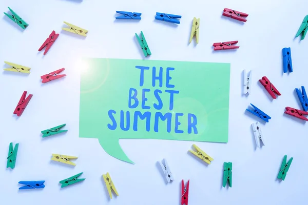 Hand Writing Sign Best Summer Word Great Sunny Pory Roku — Zdjęcie stockowe