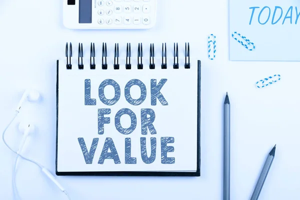 텍스트 Look Value Business Overview Seeking Valuful Business Worthy Investors — 스톡 사진