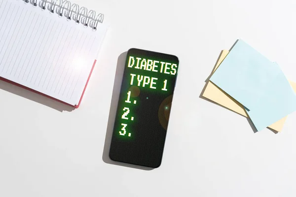 Señal Que Muestra Diabetes Tipo Palabra Para Condición Que Páncreas — Foto de Stock
