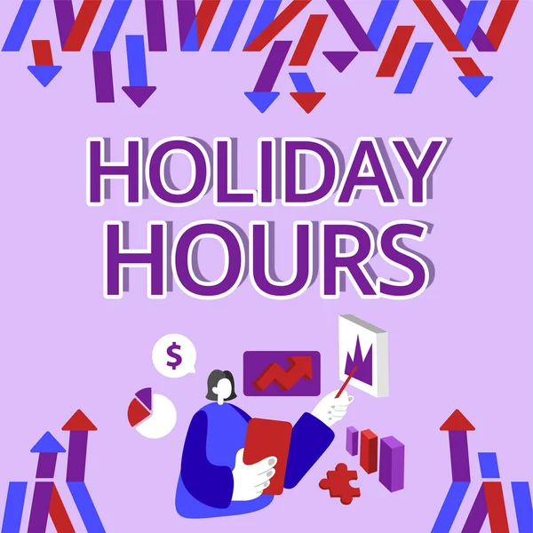 Inspiration Visar Tecken Holiday Hours Word Skrivet Firande Tid Säsong — Stockfoto