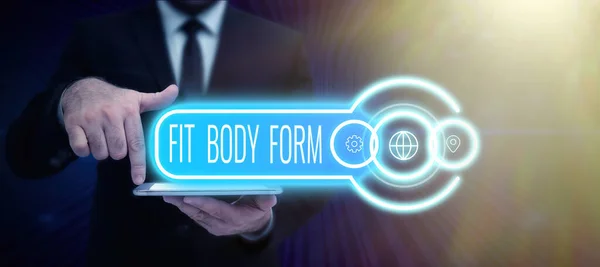 Bildunterschrift Fit Body Form Internet Konzept Perfekte Silhouette Durch Bewegung — Stockfoto