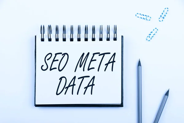 Conceptuele Weergave Seo Meta Data Business Showcase Zoekmachine Optimalisatie Online — Stockfoto