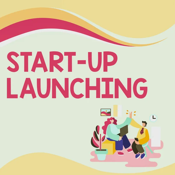 Handschrift Start Lancering Business Showcase Start Strategieën Van Een Nieuw — Stockfoto
