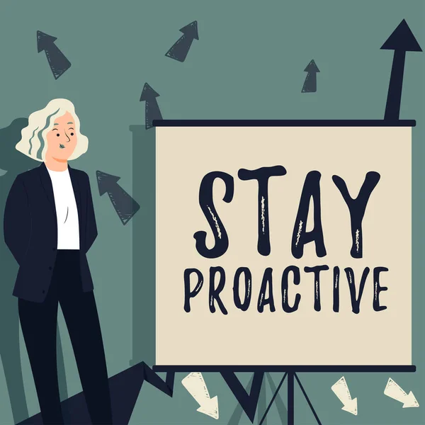 Text Der Inspiration Zeigt Stay Proactiveeigene Entscheidung Treffen Den Erwarteten — Stockfoto