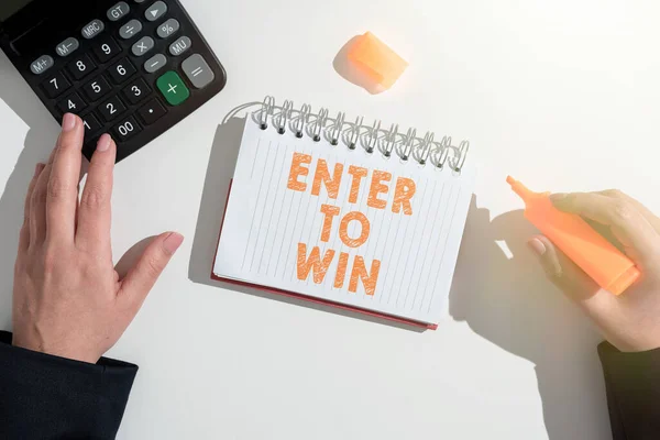 Text Caption Presenting Enter Win Business Idea Sweepstakes Trying Luck — Stock Photo, Image