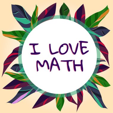 Matematiği seviyorum, iş konseptini sunan metin başlığı Matematik numarası ineği, çoklu Başlar, Dünya 'ya Yeni Teknoloji Fikirlerini Gösterme.