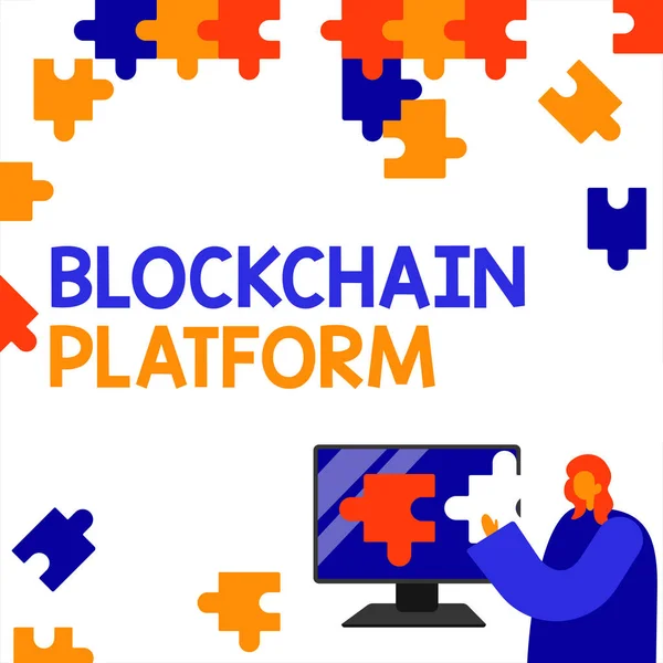 Konzeptionelle Anzeige Blockchain Plattform Geschäftskonzept Digitaler Austausch Von Kryptowährungen Virtuellen — Stockfoto