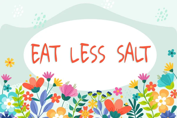 글씨로 Eat Less Salt Business Showcase Reduce Amount Sodium Your — 스톡 사진