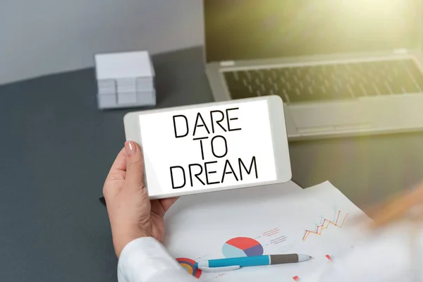 Conceptual Caption Dare Dream Business Overview Nebojte Mít Velké Ambice — Stock fotografie