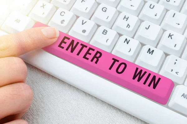 Writing Displaying Text Enter Win Word Sweepstakes Trying Luck Earn — Stock Photo, Image