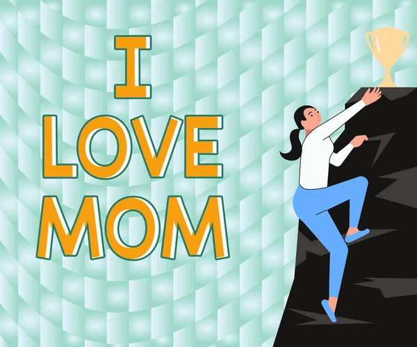 Inspiration Zeigt Zeichen Love Mom Business Ansatz Gute Gefühle Über — Stockfoto