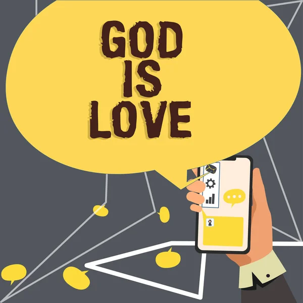 Text showing inspiration God Is Love, Concept meaning Believing in Jesus having faith religious thoughts Christianity Blank Color Ribbons Representing Creative Banners For Advertisement.