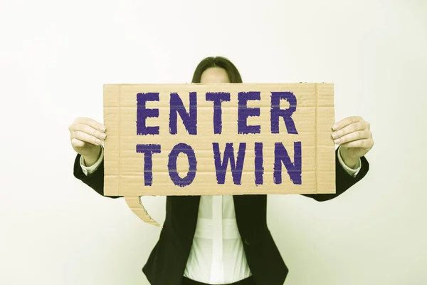 콘셉트 Enter Win Business Idea Sweepstakes Trying Big Prize Lottery — 스톡 사진