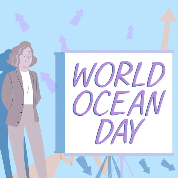 Escribir Mostrando Texto Día Mundial Del Océano Concepto Que Significa — Foto de Stock