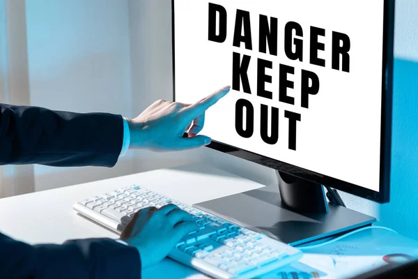 Inspiration Showing Sign Danger Keep Out Internet Concept Warning Alert — Stock Photo, Image
