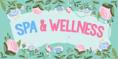 İlham veren Spa ve WellnessPlace 'i gösteren metin insanların sağlık gevşemelerini, iş vitrinlerini geliştirmek için gittikleri yer, sağlık gevşemelerini iyileştirmek için gittikleri yer.