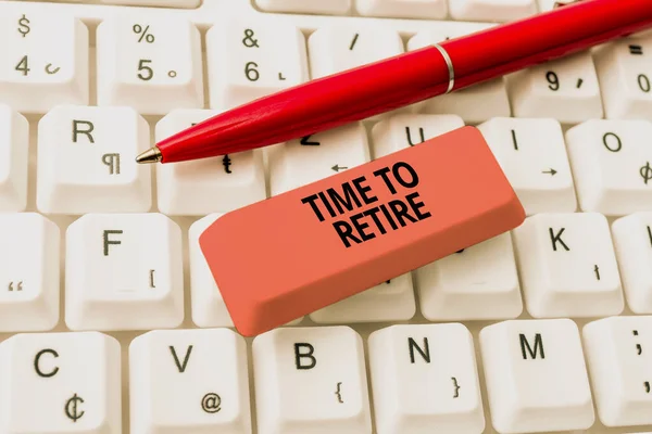 Conceptual Display Time Retire Concept Meaning Take Pensioner Status Stop — Stock Photo, Image