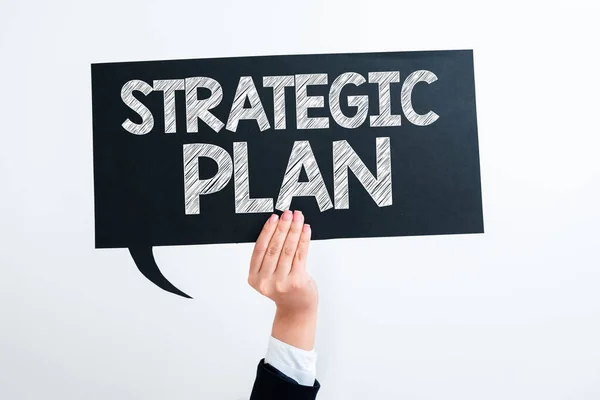 Podpis Pod Tekstem Przedstawiający Plan Strategicznyproces Definiowania Strategii Podejmowania Decyzji — Zdjęcie stockowe