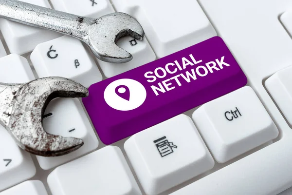Texto Que Mostra Inspiração Redes Sociaisinterações Compartilhamento Informações Relacionamento Interpessoal — Fotografia de Stock