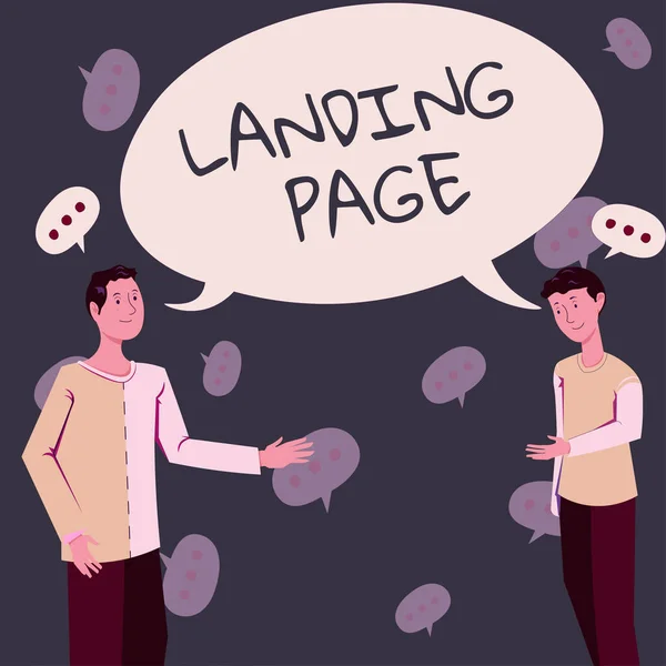 Szöveg Megjelenítése Landing Page Koncepcionális Fotó Honlap Eléréséhez Kattintson Egy — Stock Fotó