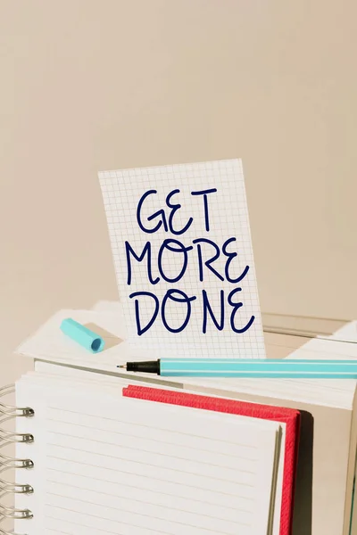 Text Sign Showing Get More Done Conceptual Photo Checklist Organized — Stock Photo, Image