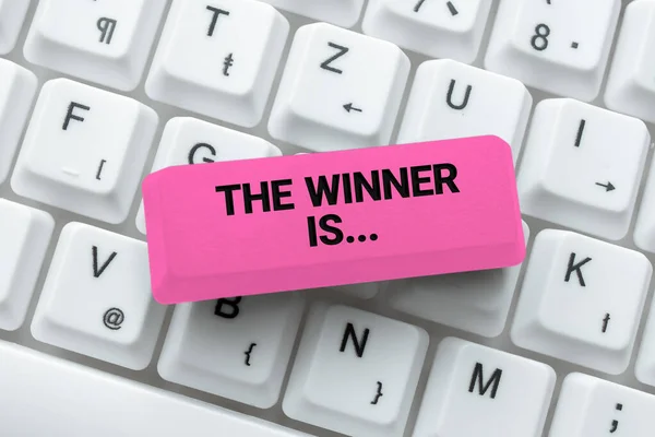 Text Sign Showing Winner Business Overview Announcing Who Won Contest — Stock Photo, Image