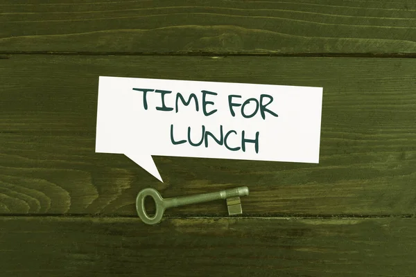 Ispirazione Mostrando Segno Tempo Pranzo Parola Momento Avere Pasto Pausa — Foto Stock