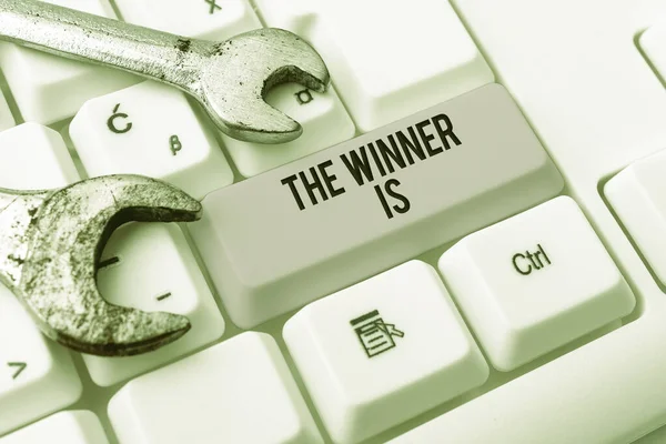 Conceptual Caption Winner Business Showcase Announcing Who Won Contest Victory — Foto de Stock