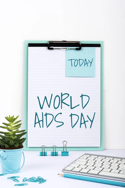 Teken Wereld Aids Dag Woord Voor December Gewijd Aan Het — Stockfoto