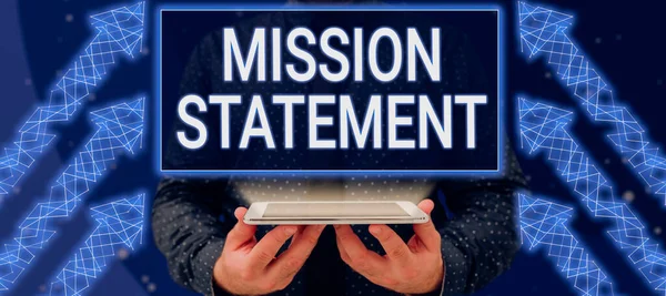 Firma Que Muestra Declaración Misiónresumen Formal Los Objetivos Valores Una — Foto de Stock