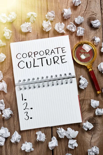 Text showing inspiration Corporate CultureBeliefs and ideas that a company has Shared values, Business concept Beliefs and ideas that a company has Shared values