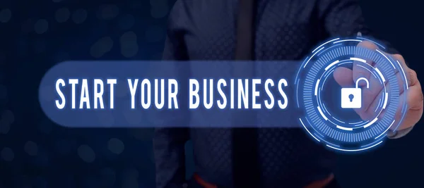 Inspiration Zeigt Zeichen Start Your Business Geschäftskonzept Geht Ein Neues — Stockfoto