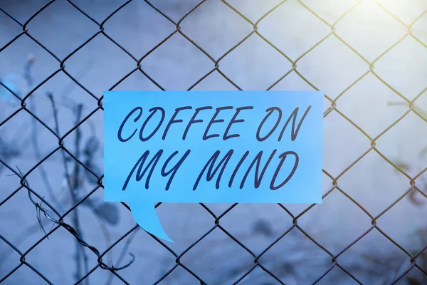 Texto Mostrando Inspiração Coffee Mindaddiction Coffee Starbucks Pensando Breaktime Internet — Fotografia de Stock