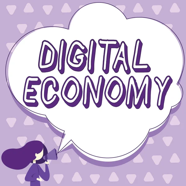 Conceptual Caption Digital Economyworld Network Economic Activities Technologies Internet Concept — Foto de Stock