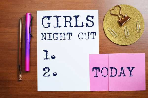 Sign displaying Girls Night OutFreedoms and free mentality to the girls in modern era, Conceptual photo Freedoms and free mentality to the girls in modern era