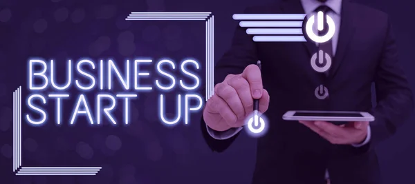 Konzeptpräsentation Unternehmensstart Upupupputting New Commerce Venture Fresh Undertaking Business Overview — Stockfoto