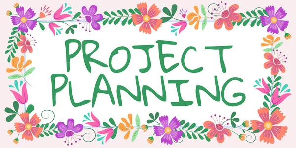 Handskrift Tecken Project Planningschedules Såsom Gantt Diagram För Att Planera — Stockfoto